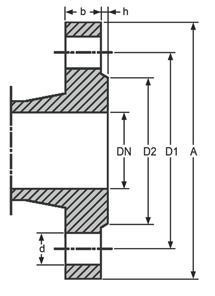 Flens technische tekening DIN PN25