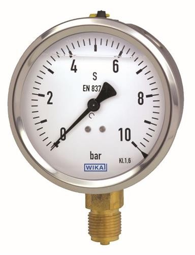 Glycerine Manometer 100mm Onder Aansluiting 0-1,6 Bar