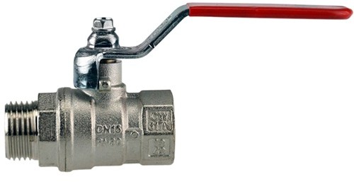 Kogelkraan 3/8" Bu x Bi max. 50 bar Deels rood handvat