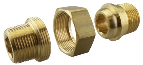 Borstnippel konisch 3-delig 1/8” x 1/4” messing blank