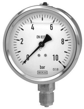 Chemie Manometer 100mm Onder Aansluiting 0-10 Bar