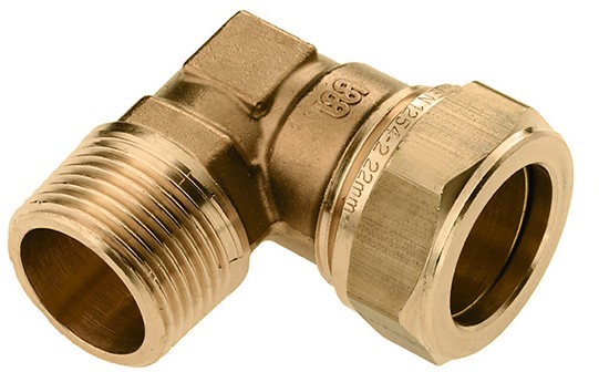 Bonfix raccord à sertir - Coude - filetage mâle - 1/2” x 15 mm - Laiton