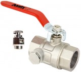 Straight ball valve female 3/4" with red handle and drian-of