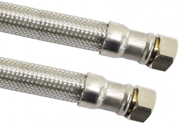 Flexible aansluitslang - inox gevlochten - filetage femelle x filetage femelle - 1" x 1" - DN25 - 100cm