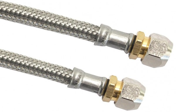 Flexible tuyau de raccordement - inox tressé - compression x compression - 10 x 12mm - DN8 - longueur 30cm