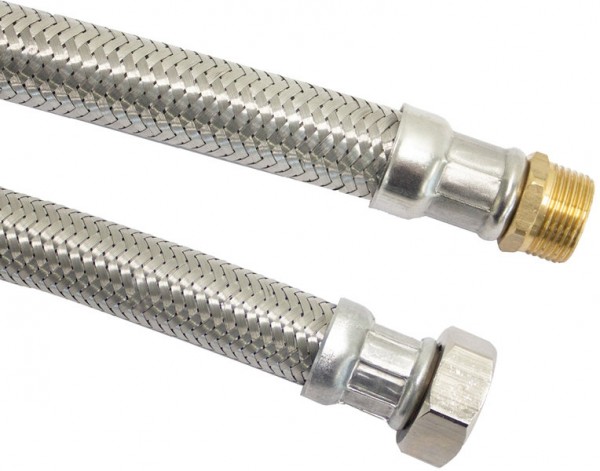 Flexible tuyau de raccordement - inox tressé - filetage mâle x filetage femelle- 3/4” x 1” - DN20 - longueur 80cm