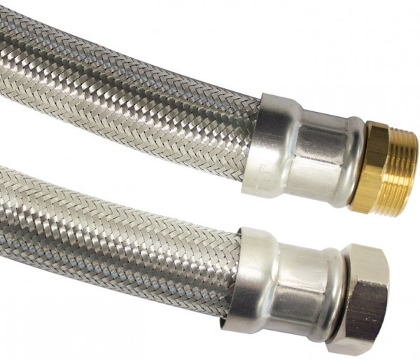 Flexibele aansluitslang - rvs gevlochten - binnendraad x buitendraad - 1-1/2” - DN40 - lengte 80cm