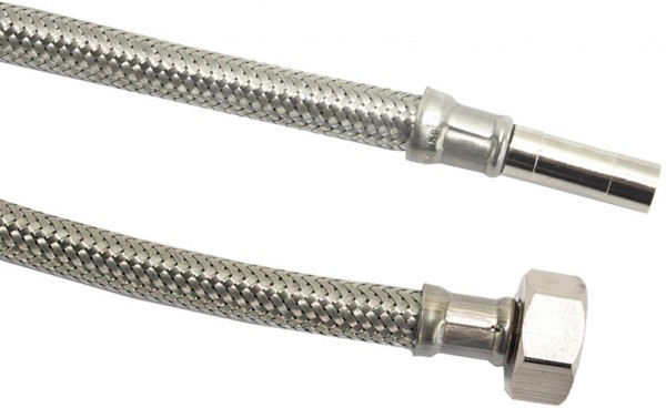 Flexible aansluitslang - inox gevlochten - filetage femelle x buis - 1/2” x 10mm - DN8 - longueur 40cm