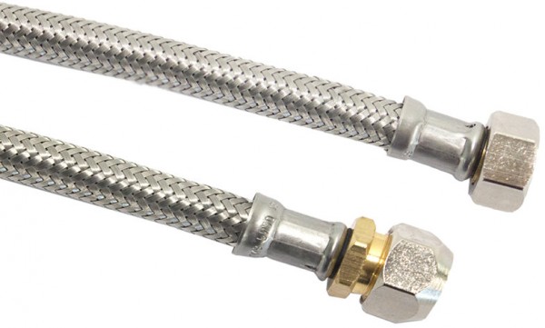 Flexible tuyau de raccordement - inox tressé - compression x filetage femelle - 10mm x 3/8” - DN8 - longueur 50cm