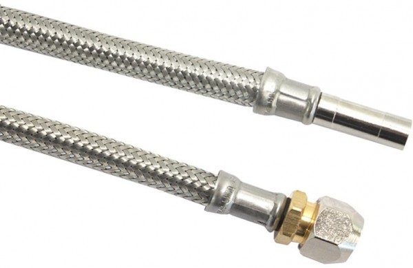 Flexible aansluitslang - inox gevlochten - knel x buis - 10mm x 10mm - DN8 - longueur 50cm