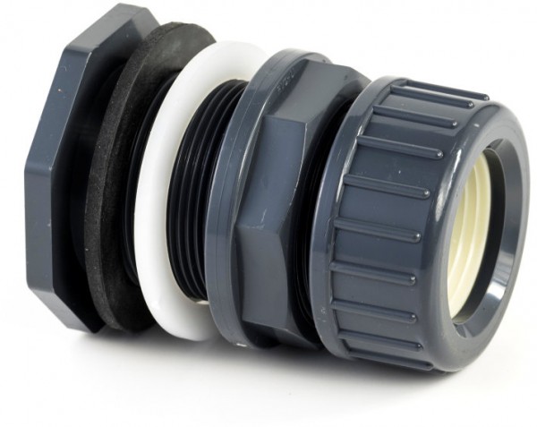 Druk PVC doorvoer met klemring - 32mm x 1-1/4"