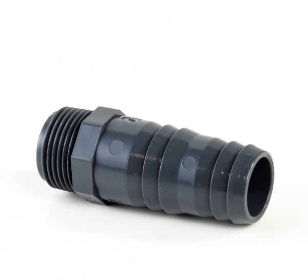 Druk PVC slangtule met buitendraad - 1” x 31-34mm - 10 bar