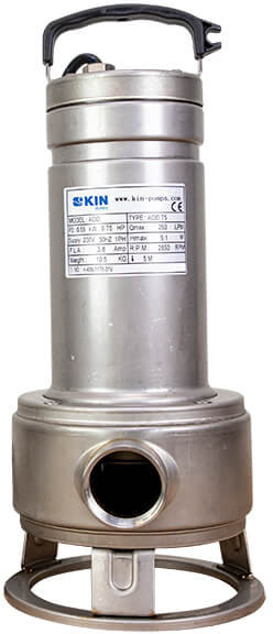 Dompelpomp zonder vlotter - KIN pumps AOD 75 - RVS - inclusief 10 meter snoer (Max. capaciteit 15,6m³/h)