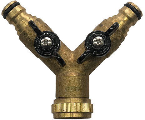 Robinet Splitter - Kraanverdeler avec Gardena aansluitingen and afsluiters - 3/4” - filetage femelle - laiton