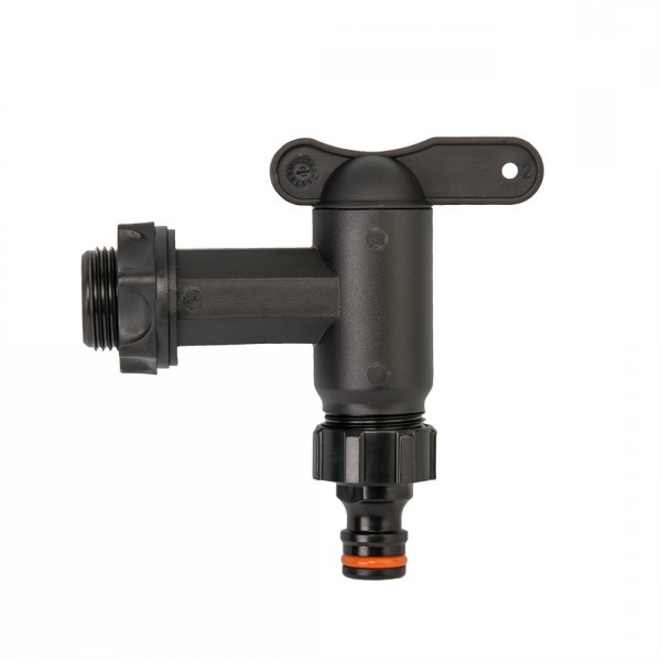 Robinet pour regenton plastique 3/4" filetage mâle inclus raccord union en Gardena aansluiting