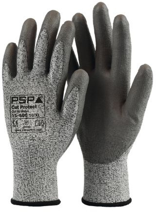 Gants de travail PU Résistant aux coupures Cut D - Gris - Taille 9/L