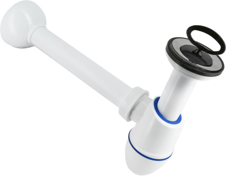 Plugbekersifon - muurbuis - rozet - caoutchouc stop - Plastique - 32mm