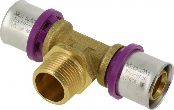 Bonfix Perskoppeling - 2x Alu-pers - 1x Filetage mâle - T-raccord - 26 x 3/4” x 26mm