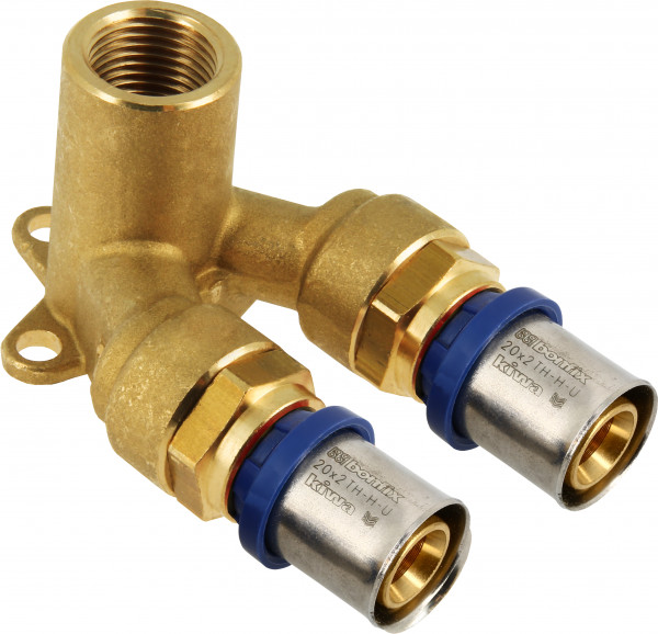 Bonfix Perskoppeling - 2x Alu-pers 1x Filetage femelle - Doorstroom muurplaat - 20 x 1/2” x 20mm