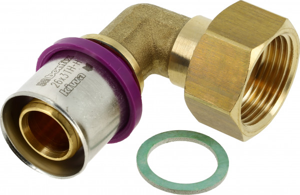 Bonfix Perskoppeling - 1x Alu-pers 1x Filetage femelle - 2-delige raccord coudé avec losse fiberring - 1/2” x 16mm