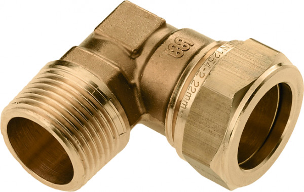 Bonfix raccord à sertir - coude - filetage mâle - 3/4” x 22mm - Laiton