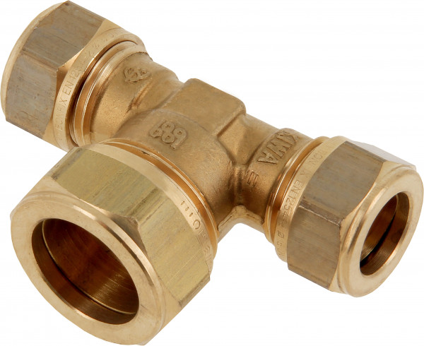 Bonfix raccord à sertir - Raccord en T réducteur - 15mm x 22mm x 15mm - Laiton
