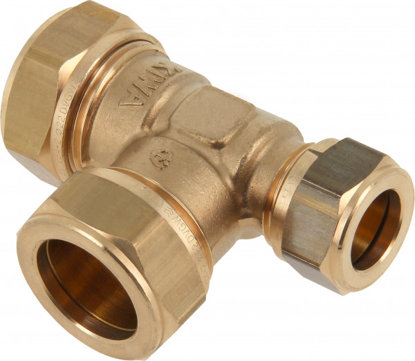 Bonfix raccord à sertir - Raccord en T réducteur - 22mm x 22mm x 15mm - Laiton