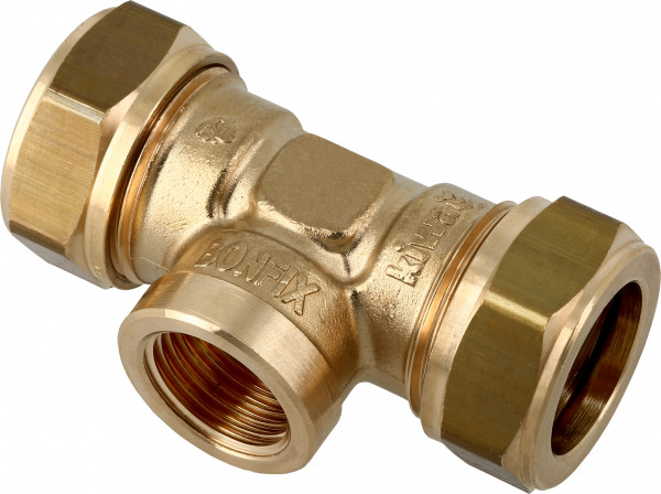 Bonfix raccord à sertir - Raccord en T knel x filetage femelle x knel - 22mm x 3/4” x 22mm - Laiton