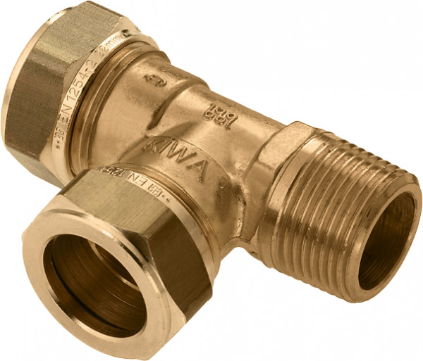 Bonfix knelkoppeling - T-stuk knel x knel x buitendraad - Messing