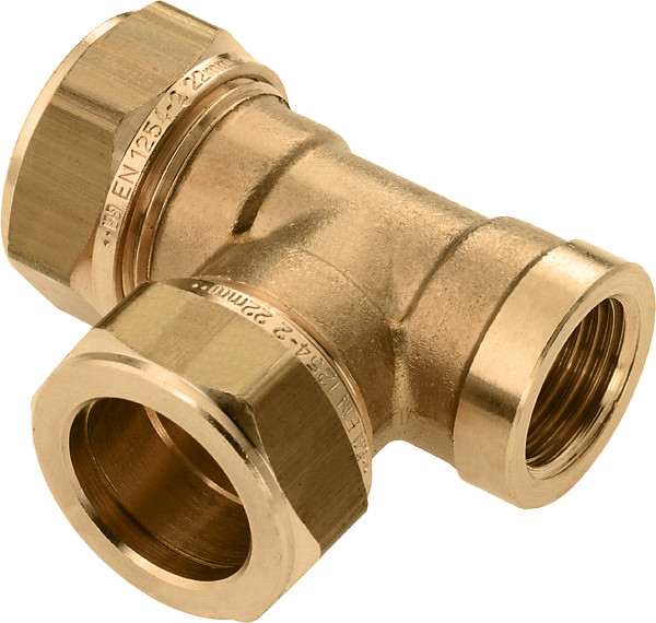 Bonfix raccord à sertir - Raccord en T knel x knel x filetage femelle - 22mm x 22mm x 3/4” - Laiton