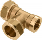 Bonfix knelkoppeling - T-stuk knel x knel x binnendraad - 22mm x 22mm x 3/4” - Messing