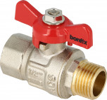 Straight ball valve female x male 1" w. short butterf. hand.