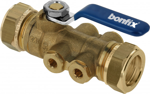 Bonfix knelkoppeling - terugstroombeveiliging met aftapgelegenheid EA - 15mm - knel - Messing