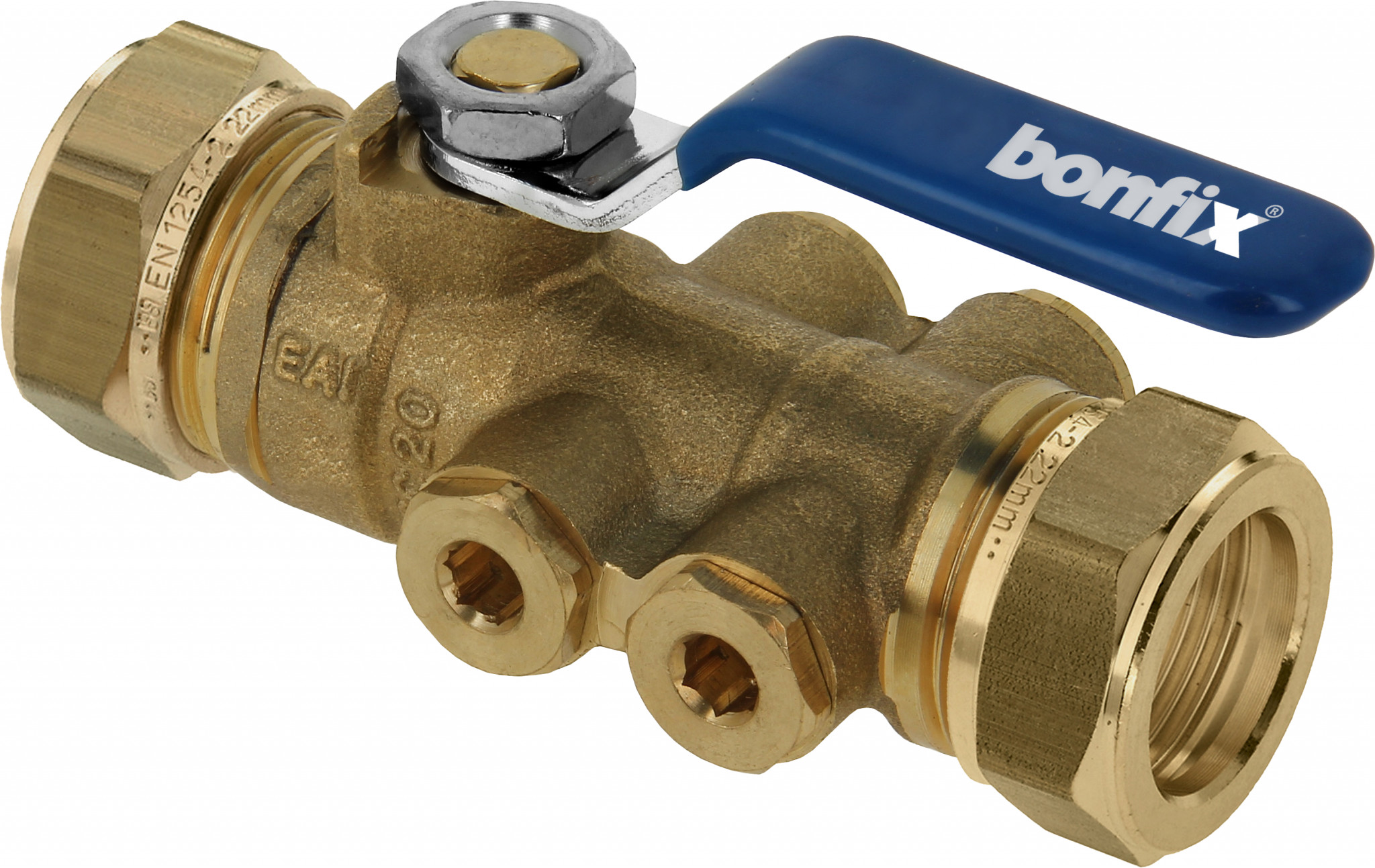 Bonfix knelkoppeling - terugstroombeveiliging met aftapgelegenheid EA - 28mm - knel - Messing afbeelding