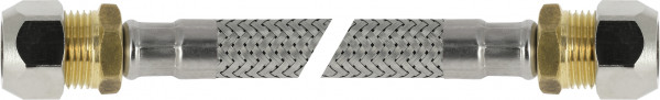 Flexible tuyau de raccordement - inox tressé - compression x compression - 15 x 12mm - DN8 - longueur 35cm