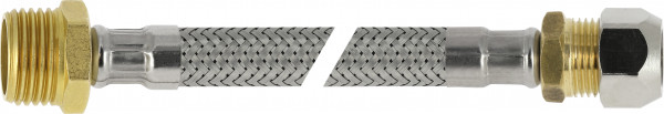 Flexible tuyau de raccordement - inox tressé - compression x filetage mâle - 10mm x 3/8” - DN8 - longueur 35cm