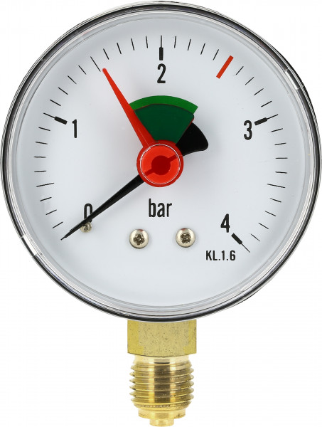 Bonfix Manometer pour CV - 0-4 bar - 1/4" filetage mâle