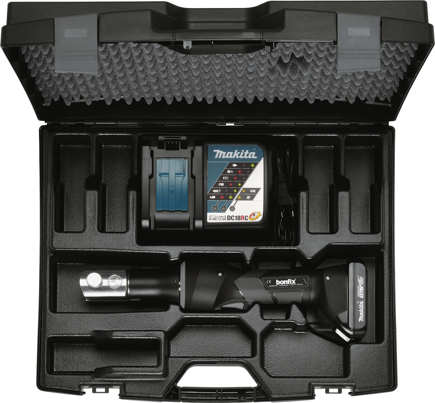 Bonfix/Makita - Persmachine - Mini-Accu - 18V - 1,5Ah - 19kN - Machine & Accu & Lader in koffer - Comfort afbeelding