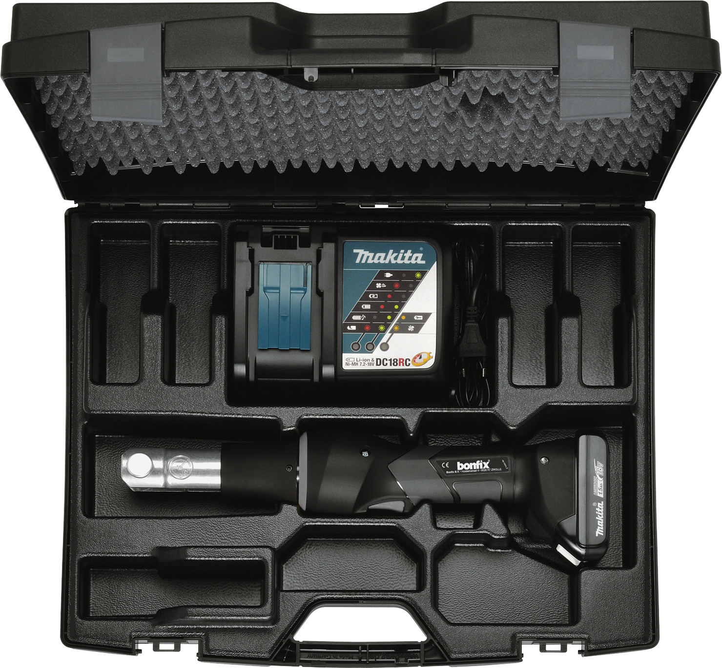 Bonfix/Makita - Persmachine - Mini-Accu - 18V - 1,5Ah - 15kN - Machine & Accu & Lader in koffer afbeelding
