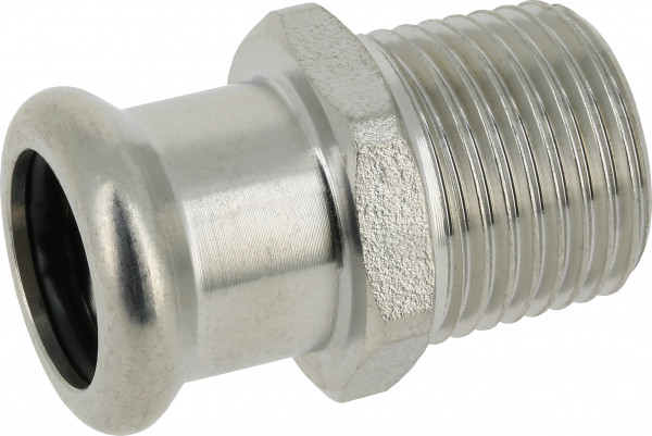 Bonfix Pressfitting RVS 316L Puntstuk 2-1/2" x 76,1 - conische buitendraad (R) x press - (m-profiel)