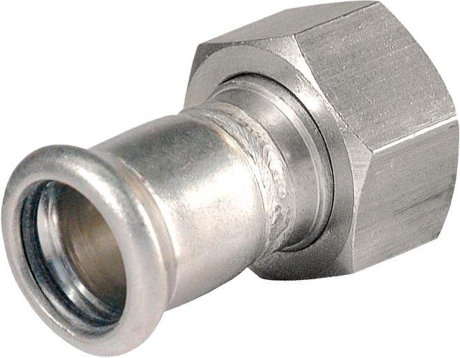 Bonfix Pressfitting RVS 316L Wartelkoppeling 1-1/4" x 28 - met vlakke dichting - binnendraad (G) x press - (m-profiel) - 202825 afbeelding