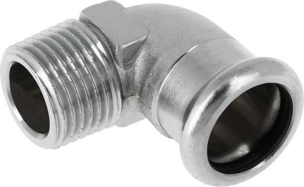 Bonfix Raccord à presse acier zingué CV Raccord coudé 90° 1 x 28 - conique filetage mâle (R) x press - (m-profiel)