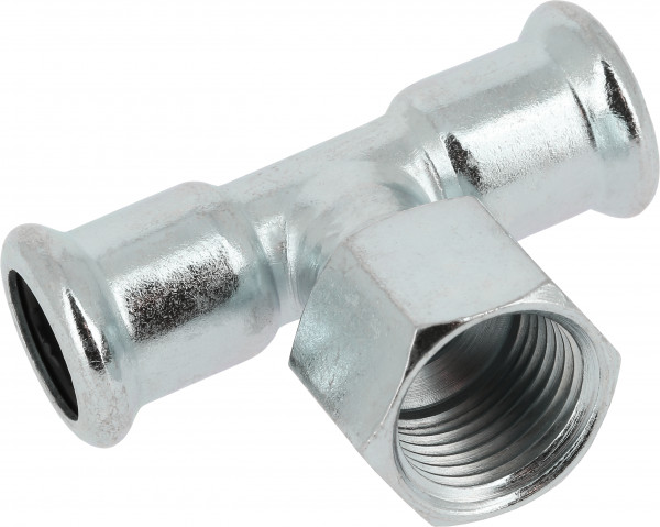 Bonfix Raccord à presse acier zingué CV T-raccord 88,9 x 3/4 x 88,9 - press x lange filetage femelle x press - (m-profiel)
