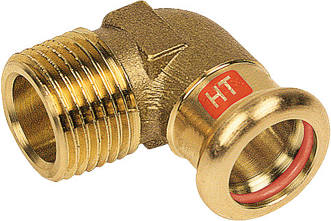 Bonfix Raccord à presse cuivre rouge SOLAR Raccord coudé 90° 1-1/2" x 42 - conique filetage mâle x press - (m-profiel)