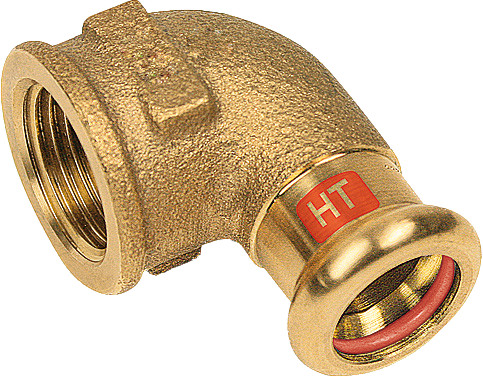 Bonfix Raccord à presse cuivre rouge SOLAR Raccord coudé 90° 3/4" x 22 - lange filetage femelle x press - (m-profiel) - 601615