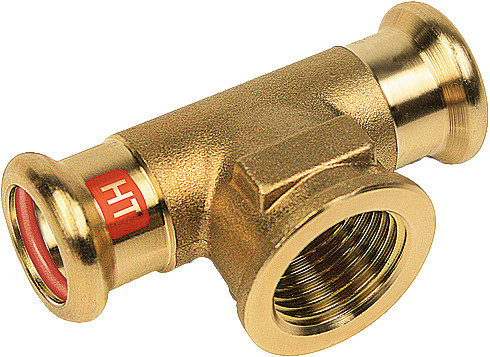 Bonfix Raccord à presse cuivre rouge SOLAR T-raccord 54 x 1/2 x 54 - press x lange filetage femelle x press - (m-profiel)