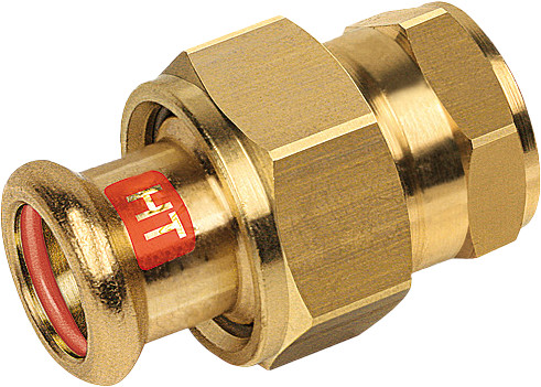 Bonfix Pressfitting roodkoper SOLAR 3-delige koppeling 1-1/2" x 42 - met vlakke dichting - lange binnendraad x press - (m-profiel)