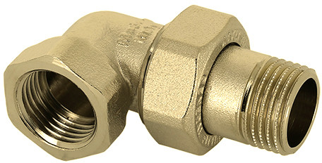 Bonfix 3-delige kniekoppeling - 1/2" - binnendraad x buitendraad - messing afbeelding