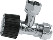 Robinet d'arrêt à bille Bonfix pour lavabo d'angle - chromé - Bouton de commande chromé 15 x 10 - 2 raccords à compression