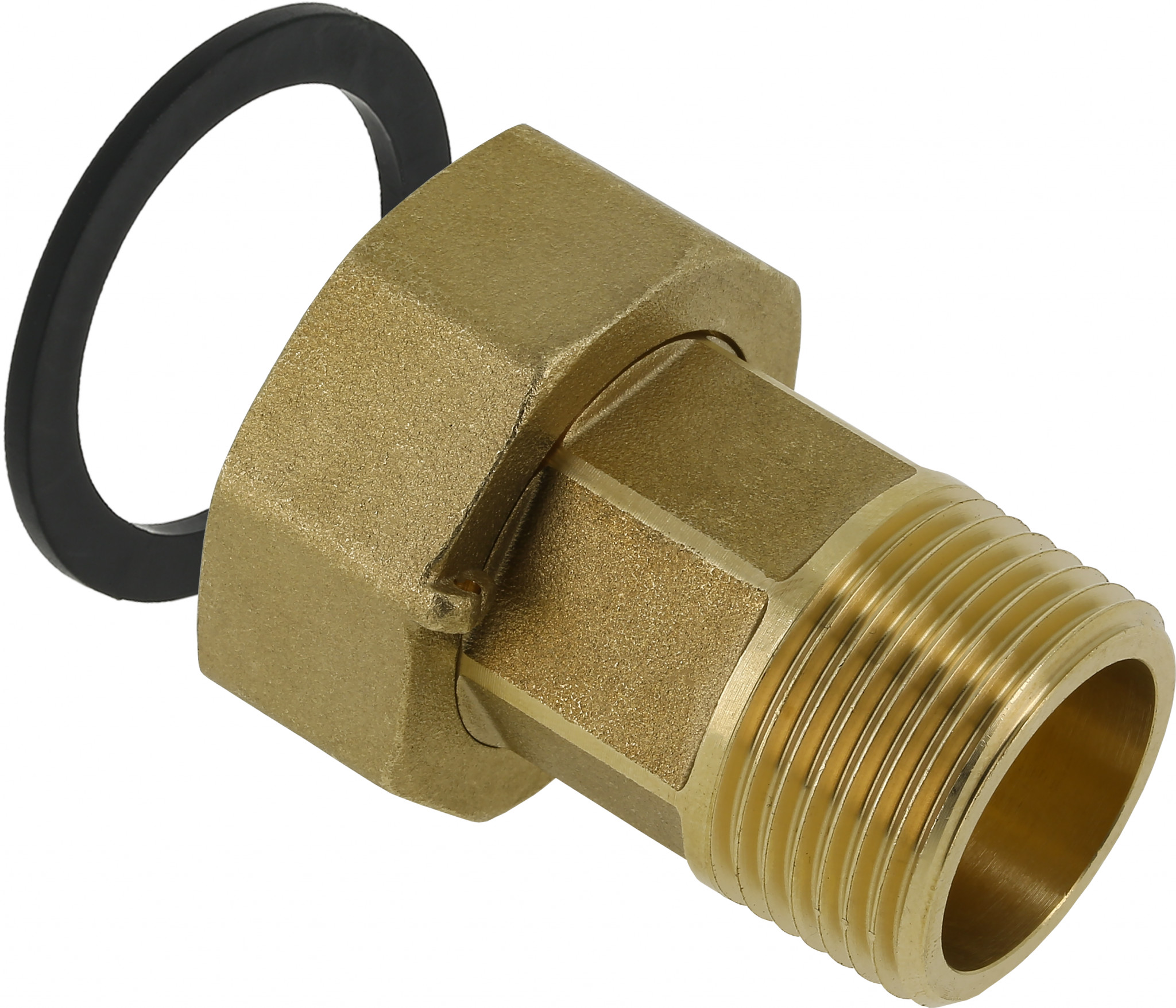 Bonfix 2-delige rechte koppeling - Messing 1-1/2" x 2 - met vlakke dichting voor water - conische buitendraad x wartelmoer afbeelding